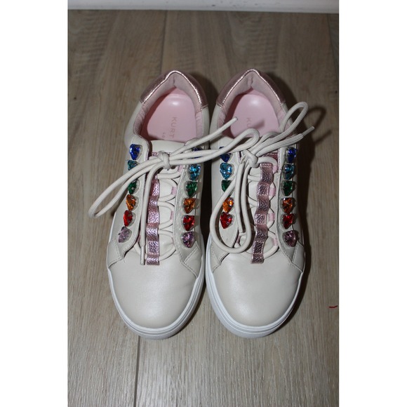 Kurt Geiger Shoes - Kurt Geiger London Rainbow Heart Crystal Leather Platform Sneakers‎ Cream 38/7.5